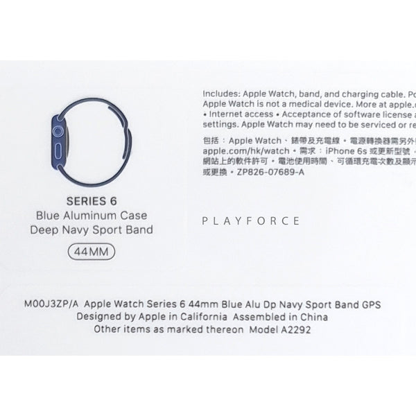 Apple Watch Series 6 (44MM, GPS, Blue Aluminum)(New)