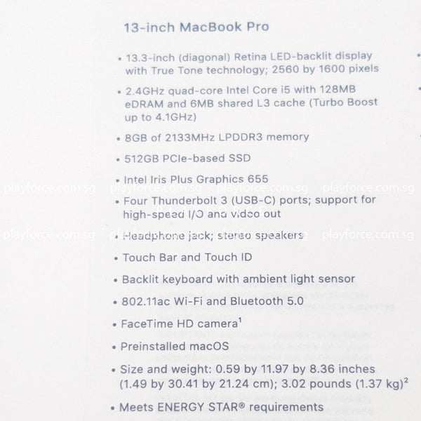 Macbook Pro 2019 (13-inch Touch Bar, 512GB, Silver)(Brand New)