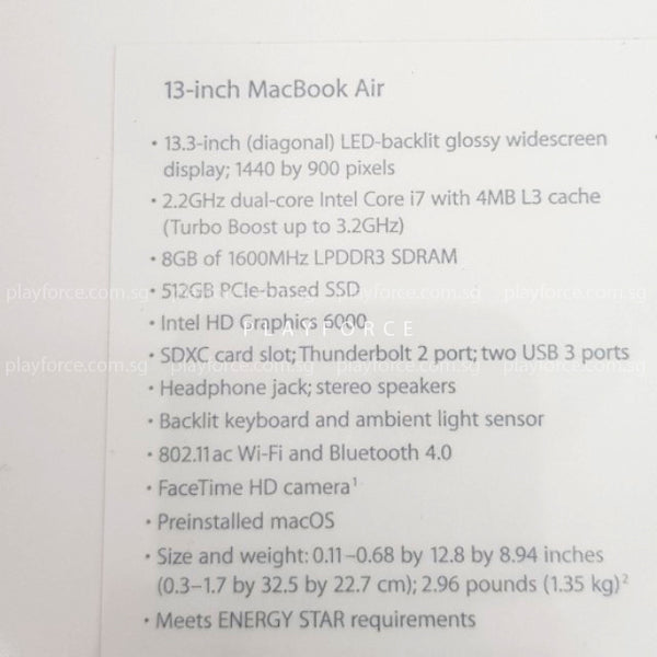 Macbook Air 2017 (13-inch, i7 8GB 512GB)(Brand New)