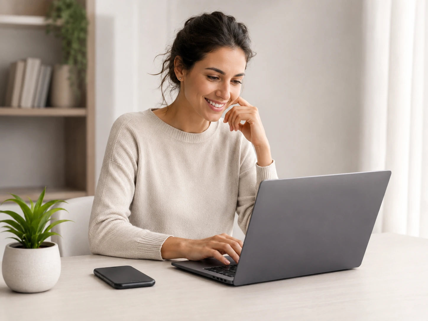 Customer using a rental laptop with support available by phone